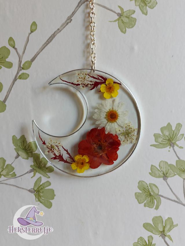 Wandhanger Maan met bloemen