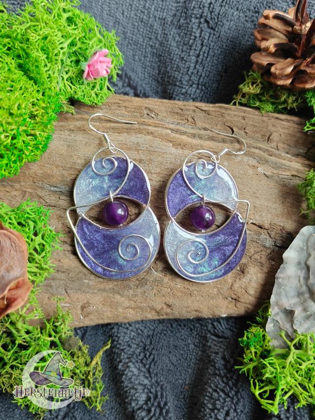 Elvenstijl oorbellen met amethist