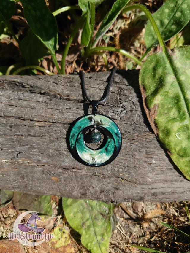 Cirkel ketting met mosagaat