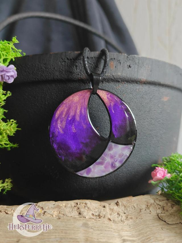 Magische cirkel ketting met stukjes amethist
